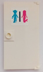 Door 1 x 4 x 6 with Stud Handle with Dark Turquoise Pirate and Dark Pink Mermaid (Unisex Restroom) Pattern (Sticker) - Set 41428