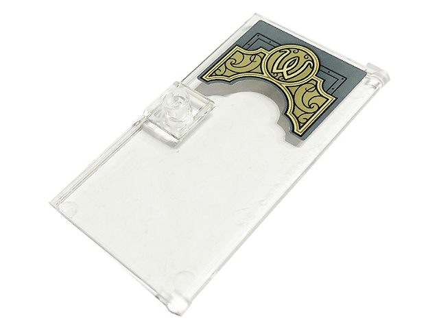 Door 1 x 4 x 6 with Stud Handle with Ornate Gold Arch and Letter W on Dark Bluish Gray Background Pattern (Sticker) - Set 76183