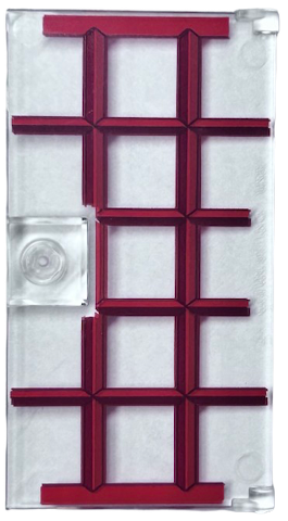 Door 1 x 4 x 6 with Stud Handle with Red and Dark Red Window Frame Pattern