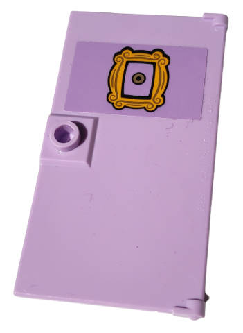 Door 1 x 4 x 6 with Stud Handle with Peephole and Yellow Picture Frame Pattern (Sticker) - Set 10292