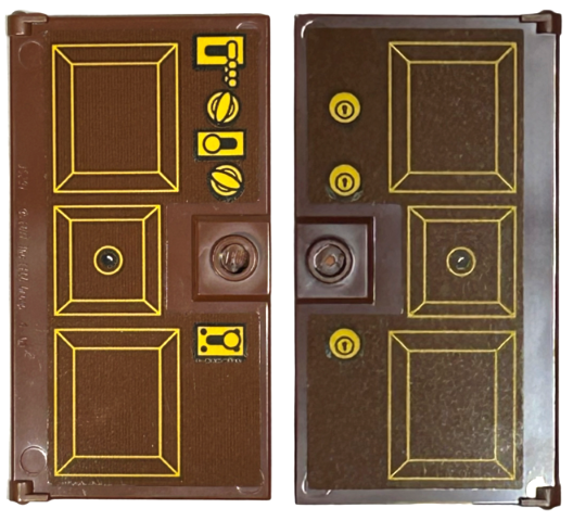 Door 1 x 4 x 6 with Stud Handle with Bright Light Orange Squares, Locks and Key Holes Pattern on Both Sides (Stickers) - Set 43217