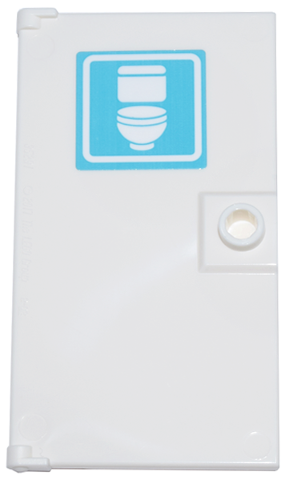 Door 1 x 4 x 6 with Stud Handle with Medium Azure and White Toilet Sign Pattern (Sticker) - Set 71799