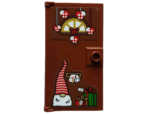 Door 1 x 4 x 6 with Stud Handle with Gold Window and Letterbox, Christmas Decoration, White Santa, Nightcap, Red and Green Presents Pattern (Stickers) - Set 4002023