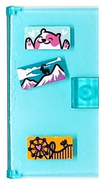 Door 1 x 4 x 6 with Stud Handle with Postcards of Hamster, Goat on Snow Top Mountains, Rollercoaster Pattern (Stickers) - Set 41395