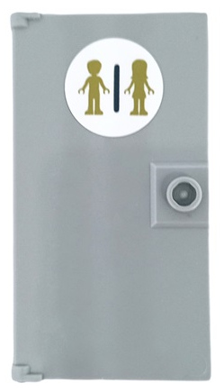Door 1 x 4 x 6 with Stud Handle with Gold Male and Female Mini Dolls Silhouettes (Unisex Restroom) Pattern (Sticker) - Set 41448