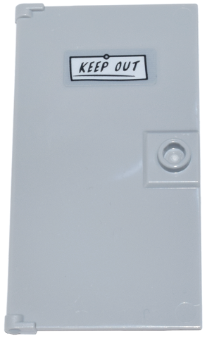 Door 1 x 4 x 6 with Stud Handle with White Sign with Black 'KEEP OUT' Pattern (Sticker) - Set 76218