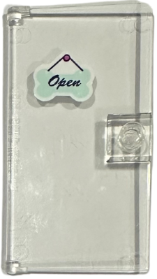 Door 1 x 4 x 6 with Stud Handle with 'Open' on Light Aqua Bone Shaped Sign Pattern (Sticker) - Set 41691