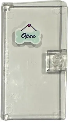 Door 1 x 4 x 6 with Stud Handle with 'Open' on Light Aqua Bone Shaped Sign Pattern (Sticker) - Set 41691