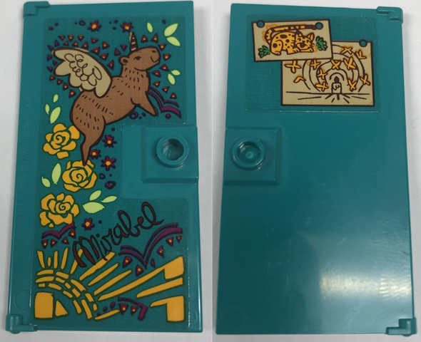 Door 1 x 4 x 6 with Stud Handle with Drawings, Capybara (Chispi), Roses, Sun and 'Mirabel' Pattern (Stickers) - Set 43202
