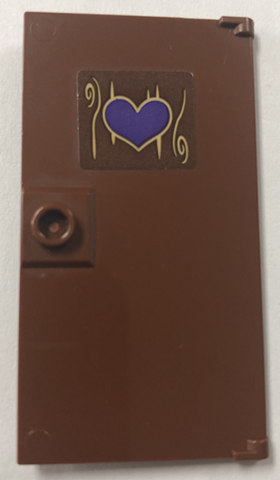 Door 1 x 4 x 6 with Stud Handle with Dark Purple Heart on Wood Grain Pattern (Sticker) - Set 41679