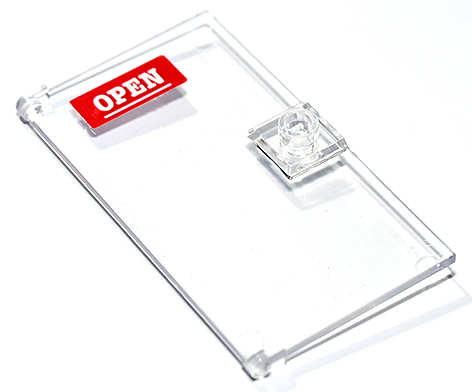 Door 1 x 4 x 6 with Stud Handle with White Underlined 'OPEN' Sign on Red Background Pattern (Sticker) - Set 60292