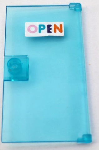 Door 1 x 4 x 6 with Stud Handle with Bright Pink, Medium Azure, Dark Purple and Orange 'OPEN' Sign Pattern (Sticker) - Set 60363