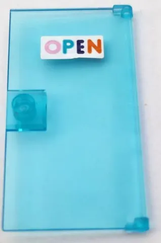 Door 1 x 4 x 6 with Stud Handle with Bright Pink, Medium Azure, Dark Purple and Orange 'OPEN' Sign Pattern (Sticker) - Set 60363