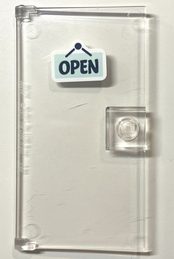 Door 1 x 4 x 6 with Stud Handle with 'OPEN' on Light Aqua Hanging Sign Pattern (Sticker) - Set 41704