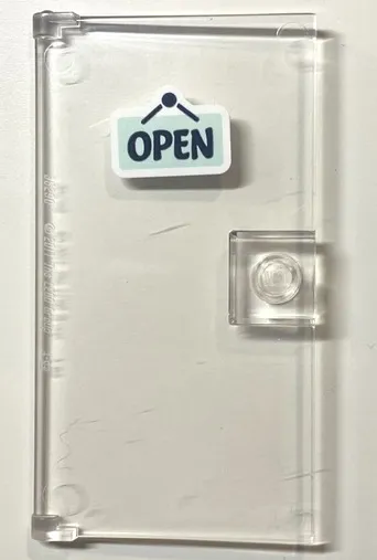 Door 1 x 4 x 6 with Stud Handle with 'OPEN' on Light Aqua Hanging Sign Pattern (Sticker) - Set 41704