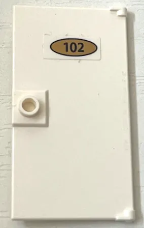 Door 1 x 4 x 6 with Stud Handle with '102' on Oval Gold Sign Pattern (Sticker) - Set 41684