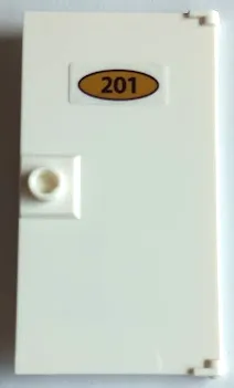 Door 1 x 4 x 6 with Stud Handle with '201' on Oval Gold Sign Pattern (Sticker) - Set 41684