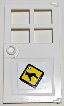 Door 1 x 4 x 6 with 4 Panes and Stud Handle with Yellow and Black Sign with Dog Pattern (Sticker) - Set 60009