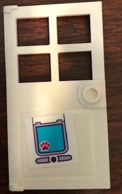 Door 1 x 4 x 6 with 4 Panes and Stud Handle with Paw Print on Pet Door Pattern (Sticker) - Set 41314