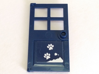 Door 1 x 4 x 6 with 4 Panes and Stud Handle with Snow and White Paw Prints Pattern (Sticker) - Set 41323