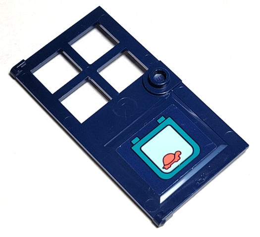 Door 1 x 4 x 6 with 4 Panes and Stud Handle with Coral Turtle on Pet Door Pattern (Sticker) - Set 41380