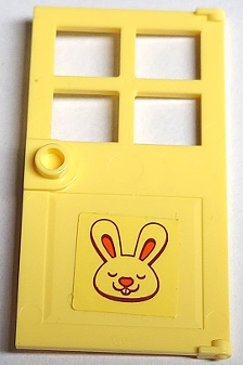 Door 1 x 4 x 6 with 4 Panes and Stud Handle with Bunny / Rabbit Head Pattern (Sticker) - Set 40449