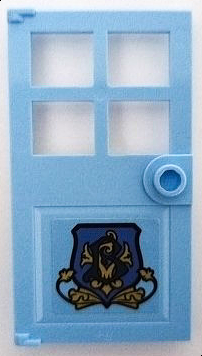 Door 1 x 4 x 6 with 4 Panes and Stud Handle with Beauxbatons Crest with Dark Blue Letter B and Gold Leaves Pattern Model Right Side (Sticker) - Set 75958