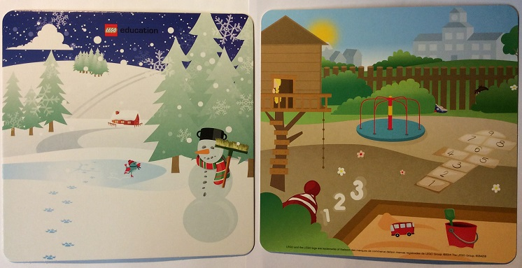 Paper Cardboard Backdrop for Set 45014, Playground / Snowman Winter Pattern