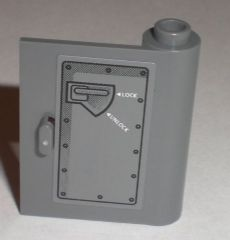 Door 1 x 3 x 3 Right - Open Between Top and Bottom Hinge with 'LOCK' and 'UNLOCK' Handle Pattern (Sticker) - Set 8211