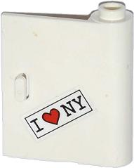 Door 1 x 3 x 3 Right - Open Between Top and Bottom Hinge with 'I' Heart 'NY' Pattern (Sticker) - Set 79104