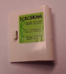 Door 1 x 3 x 3 Right - Open Between Top and Bottom Hinge with 'ICECREAM' and Menu Pattern (Sticker) - Set 7888