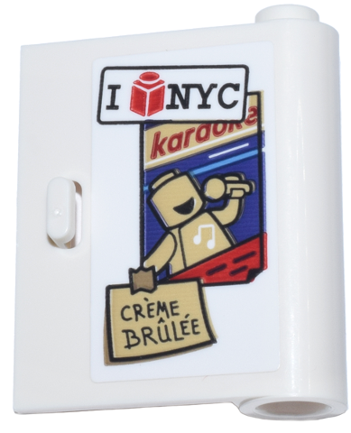 Door 1 x 3 x 3 Right - Open Between Top and Bottom Hinge with 'I NYC' and Red Brick, Karaoke Poster and Tan Note 'CRÈME BRÛLÉE' (CREME BRULEE) Pattern (Sticker) - Set 76218