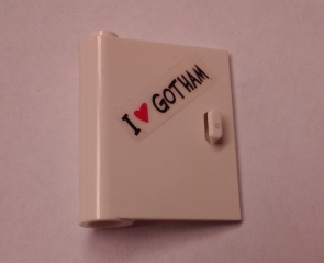 Door 1 x 3 x 3 Left - Open Between Top and Bottom Hinge with 'I' Heart 'GOTHAM' Pattern (Sticker) - Set 7888