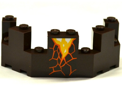 Castle Turret Top 4 x 8 x 2 1/3 with Cracks and Lava Pattern (Sticker) - Set 70321