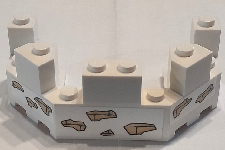 Castle Turret Top 4 x 8 x 2 1/3 with Cracked Wall with Tan Bricks and Mortar Pattern (Stickers) - Set 40710