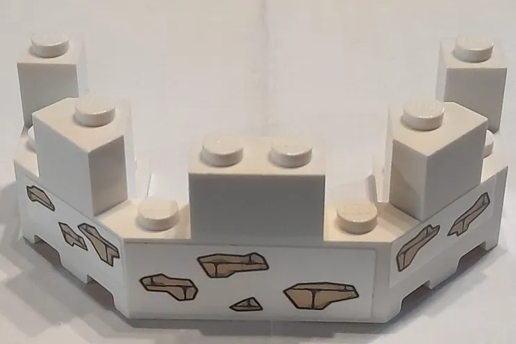 Castle Turret Top 4 x 8 x 2 1/3 with Cracked Wall with Tan Bricks and Mortar Pattern (Stickers) - Set 40710