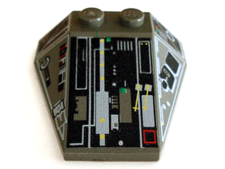 Wedge 4 x 4 Triple without Stud Notches with UCS X-wing Fighter Black Panels Pattern