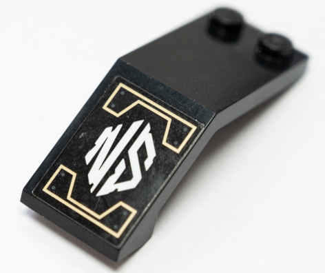 Windscreen 5 x 2 x 1 2/3 with White 'NS' and Gold Lines Pattern Model Left Side (Sticker) - Set 71699