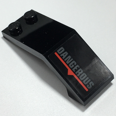 Windscreen 5 x 2 x 1 2/3 with Dark Bluish Gray 'DANGEROUS', Red Line and Triangle Pattern Model Left Side (Sticker) - Set 70917