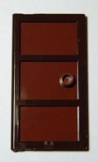 Door 1 x 4 x 6 with 3 Panes with Molded Reddish Brown Glass with Stud Handle  Pattern