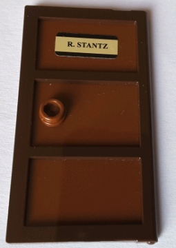 Door 1 x 4 x 6 with 3 Panes with Molded Reddish Brown Glass with Stud Handle and 'R. STANTZ' Pattern (Sticker) - Set 75827