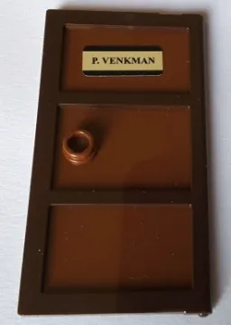 Door 1 x 4 x 6 with 3 Panes with Molded Reddish Brown Glass with Stud Handle and 'P. VENKMAN' Pattern (Sticker) - Set 75827