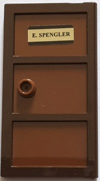 Door 1 x 4 x 6 with 3 Panes with Molded Reddish Brown Glass with Stud Handle and 'E. SPENGLER' Pattern (Sticker) - Set 75827