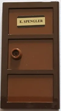 Door 1 x 4 x 6 with 3 Panes with Molded Reddish Brown Glass with Stud Handle and 'E. SPENGLER' Pattern (Sticker) - Set 75827