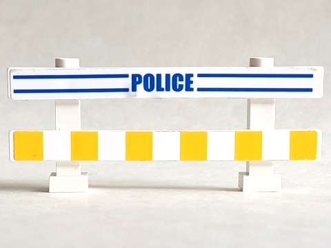 Fence 1 x 8 x 2 2/3 with Blue Lines, 'POLICE' and White and Yellow Stripes Pattern (Stickers) - Set 7286
