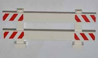 Fence 1 x 8 x 2 2/3 with Red and White Danger Stripes Pattern on Ends (4 Stickers) - Set 4434
