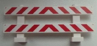 Fence 1 x 8 x 2 2/3 with Red and White Danger Stripes (Small Red Corners) Pattern (Stickers) - Set 60026