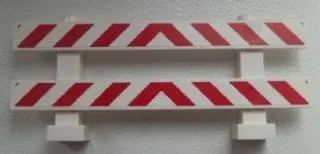 Fence 1 x 8 x 2 2/3 with Red and White Danger Stripes (Small Red Corners) Pattern (Stickers) - Set 60026