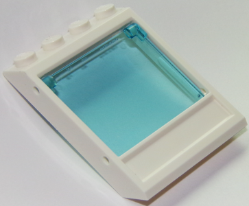 Window 4 x 4 x 3 Roof with Bottom Panel with Trans-Light Blue Glass (60806 / 60603)