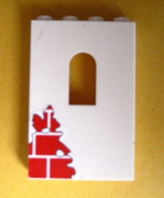 Panel 1 x 4 x 5 Wall with Window with Red Bricks Pattern Bottom Left (Sticker) - Set 6242